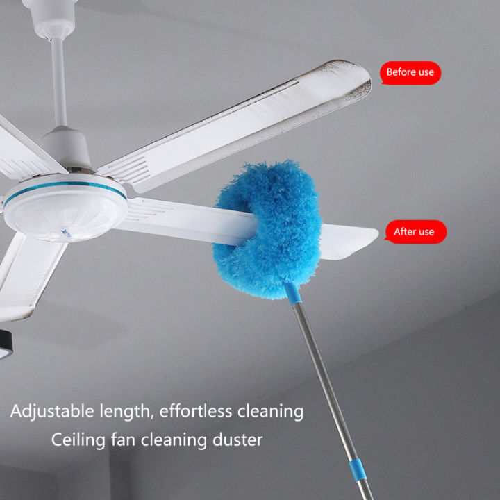 Long Duster Telescoping Extension Pole Cleaning Furniture Blinds High Ceiling Fan Cleaner Microfiber Duster-MINETTE