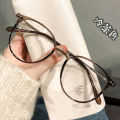 2022 New Light Ladies Plain Flat Mirror Retro Oval Rice Nail Glasses Frame Korean Version Blue Light Blocking Glasses.