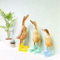 Resin Duck Statue Garden Sculpture Cute Cartoon Ducks Wearing Spotted Wellies Boot Good Luck Figurine Easy to Use Blue-S.