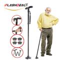 Adjustable Folding Can Aluminum Alloy Anti-Slip Walking Stick with LED Lights for the Elderly - Sturdy and Convenient Support Aid.