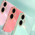 Tokifu for Samsung Galaxy A06 Back Cover Luxury 6D Plating Frame Shiny Bling Phone Pounch Soft Silicone Square Phone Case.