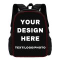 Custom Backpack Personalized Large Capacity School Backpack Add Your Photos Text Logo, 15Inch School bag for School or Outside. 
