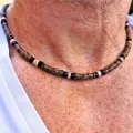 Men's African necklace, Men african Beaded jewelry, Surfer necklace Gifts for men, Wooden Beach Necklace. 