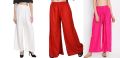 Set Of 3 Solid Cotton Relaxed Women Plazo Pants Wear For Ladies. 