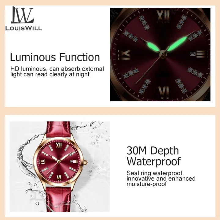 LouisWill%20Women%20Watches%20Diamond%20Casuals%20Retro%20Leather%20Strap%20Watches%20Quartz%20Watches%20Calendar%20Dial%20Luminous%20Pointer%20Watches%203ATM%20Waterproof%20Watches%20Business%20Wristwatch%20for%20Women%20Ladies%20-%20Image%207