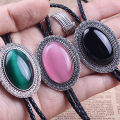 Agate Time Gem bolo tie retro shirt chain bolo collar rope leather necklace tie KEEMEEUYZO. 