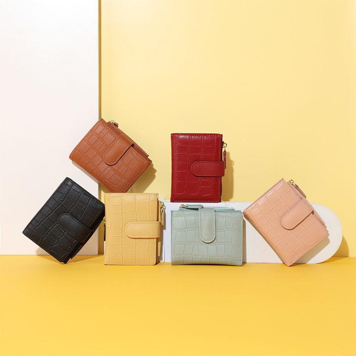 IELGY korean style simple solid color zipper wallet women