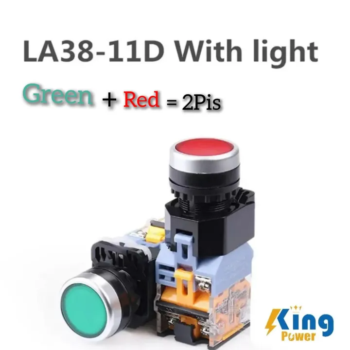 LA38-11D Automatic Push button Momentary Self-Reset ON OFF Push Button Switch 22mm 1NO 1NC with AC 220V LED Indicator Lamp Used GMC-22 Finder MK2P-1 Relay Make DOL Starter