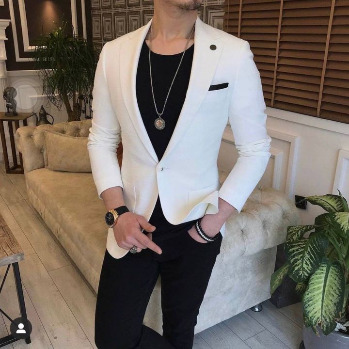 Tailored%20White%20Blazer%20Black%20Trousers%202Pc%20Notch%20Lapel%20Jacket+Pants%20Men%20Suits%20Set%20Wedding%20Suits%20For%20Groom%20Prom%20Slim%20Fit%20Party%20Wear%20-%20Image%202