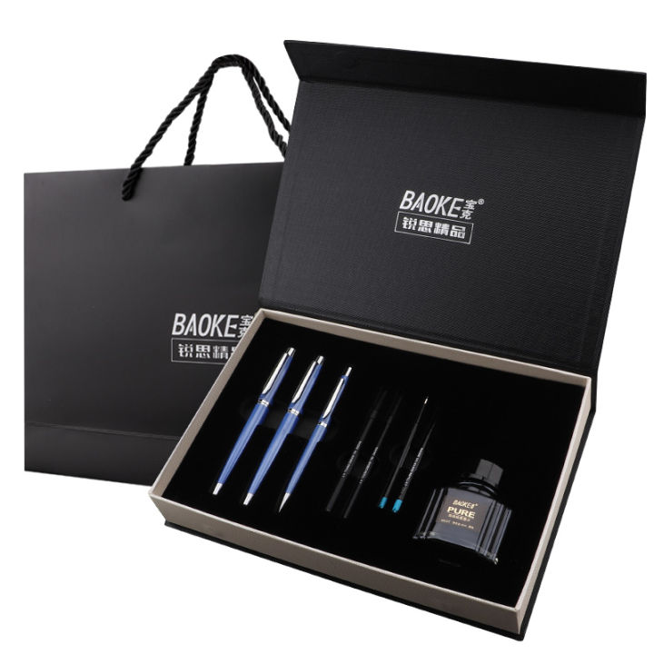 Ink) fountain pen + roller pen gift set (Baoke T10 + oil pen + 4 ink refill + pure