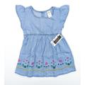 "Girls Denim Summer Stylish Short  Sleeve Frock_Sky blue  ". 