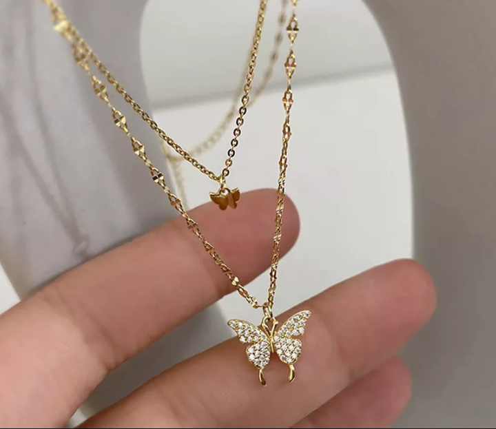 Fashionable%20Double%20Layer%20Butterfly%20Pendant%20Necklace%20for%20women%20New%20Collection/%20Trendy%20Chain%20Choker%20Necklaces%20for%20Girls%20Simple%20Stylish%20-%20Image%202