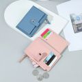 Women PU Leather Short Pocket Buckle Zipper Wallet / Korean Mini Plain Color Flap Trend Purse / Multi-card High Capacity Card Holder.