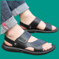 TWO STEP New Stylish Fashionable Soft A.T Leather Sandal For Men Black. 