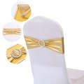 High end hotel banquet elastic bow ribbon without tie, flower hot stamping strap on back of the chair. 