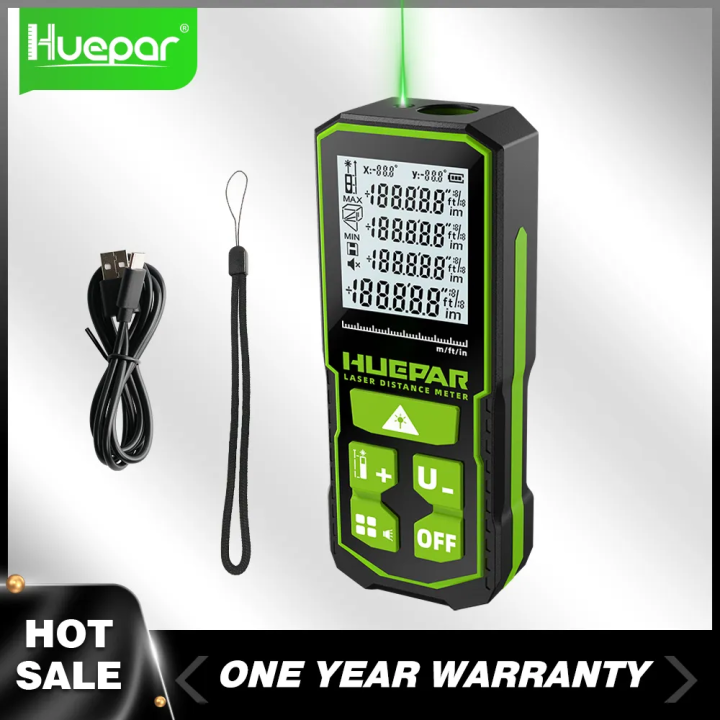 Huepar Green Beam Laser Rangefinder Digital Distance Meter 60M/100M ...