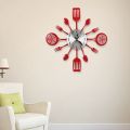16 Inch Large Kitchen Wall Clocks with Spoons and Forks(Red).