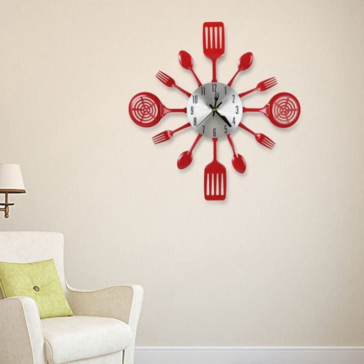 16%20Inch%20Large%20Kitchen%20Wall%20Clocks%20with%20Spoons%20and%20Forks(Red)%20-%20Image%205