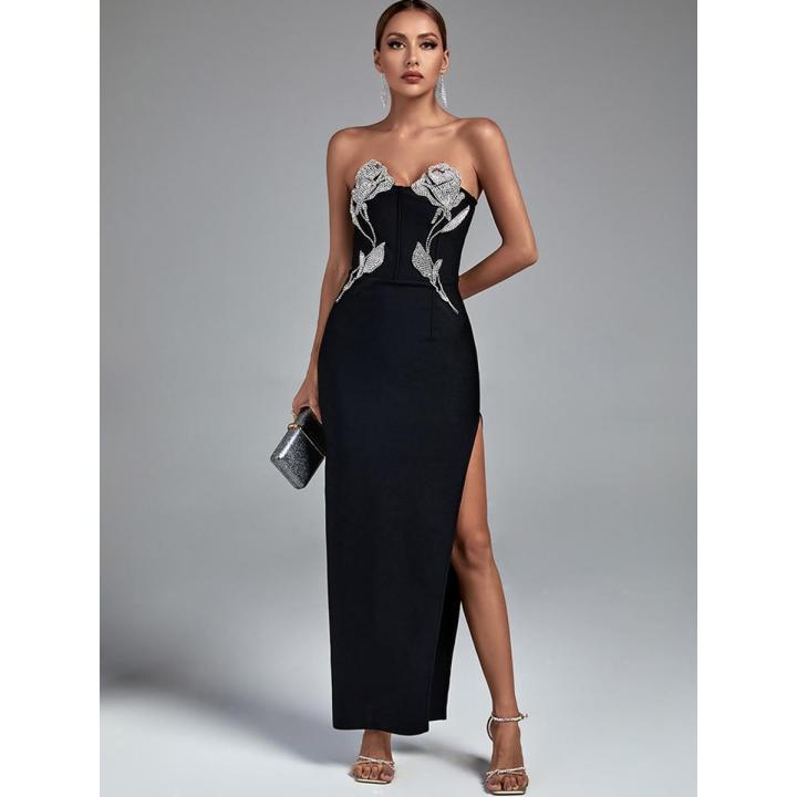 birthday dress for women maxi Midi Bandage Dress Women Red Party Dress Bodycon Elegant Sexy V Shaped   Mega Mart Center