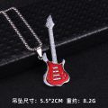 316L Stainless Steel Guitar Necklaces Hip Hop Fashion Men Women Stainless Steel Rock Music Guitar Pendant Jewelry Chain Necklace. 