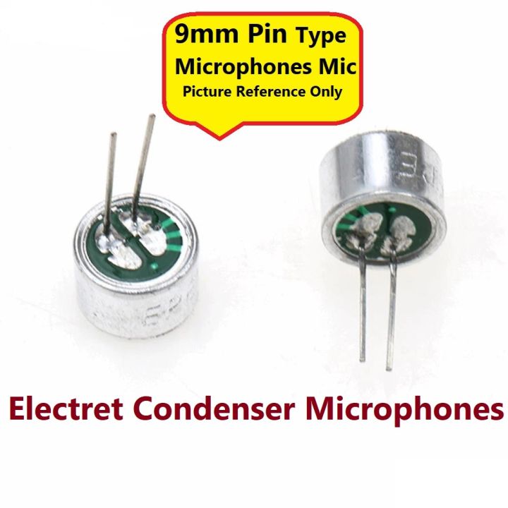 3Pcs- THT Electret Condenser Microphones 9mm Electret Condenser Mic Multipurpose Microphone Mini MIC Cartridge 2 Pin Leads