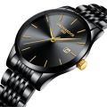 ONTHEEDGE Ultra-thin Men Business Watch Waterproof Quartz Watches Stainless Steel Strap Calendar Wristwatch. 