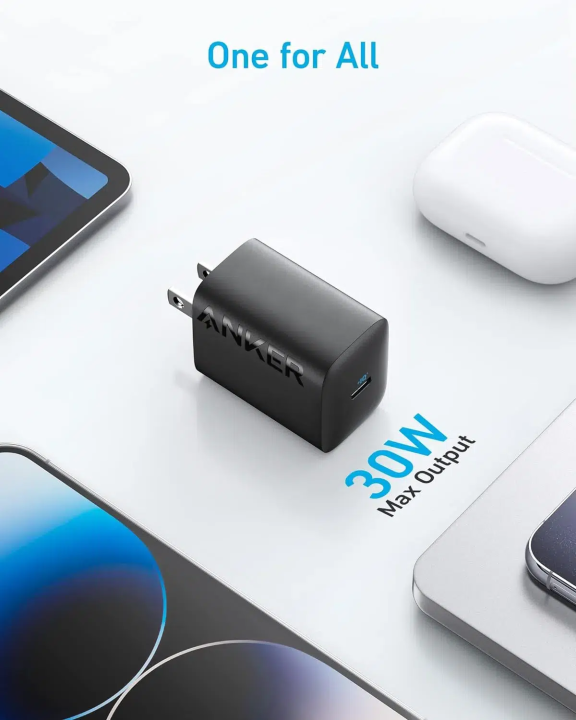 Anker%2030W%20USB-C%20Charger,%20Anker%20312%20Charger%20with%20Compact%20and%20Foldable%20Design,%20High-Speed%20Fast%20Charging%20for%20iPhone%2014/13/12%20Series,%20Samsung%20S23,%20MacBook%20Air,%20iPad%20Pro,%20&%20More%205%20ft%20USB%20C%20Cable%20Included%20-%20Image%204