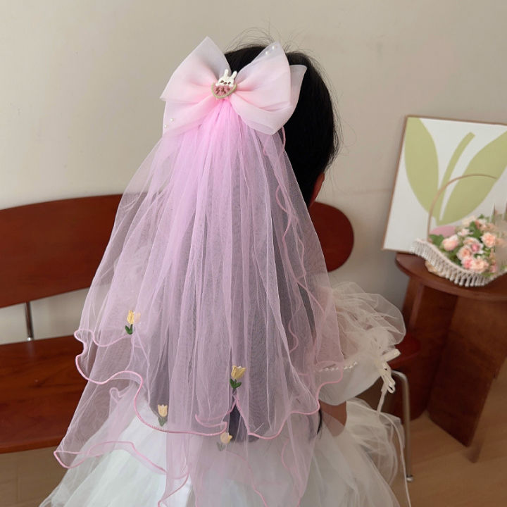 Children's veil girl super fairy birthday crown hair ornament baby princess dress tiara little girl photo shoot hairpin hairpin