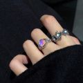 Three-Piece Crystal Gemstone Ring for Women ins Trendy Special-Interest Design High-Grade Open Middle Finger Wear Opal Moonstone.