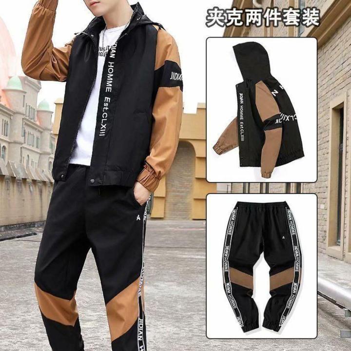 Youth Student Spring and Autumn Men's Jacket Sweater Suit Handsome Junior and Middle School Students Casual Sports Suit Fashion Clothing