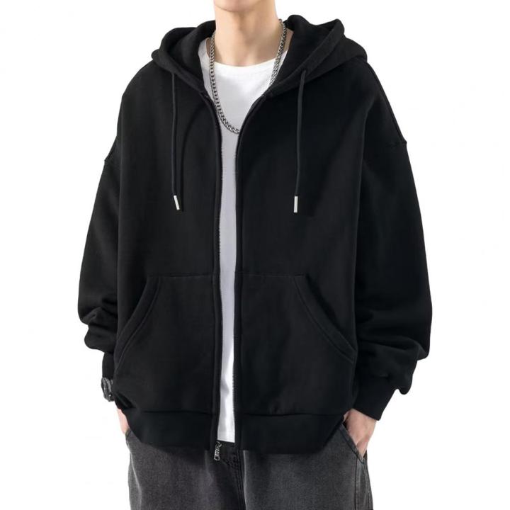 Male%20Clothes%20Black%20Solid%20Sweatshirt%20For%20Men%20Full%20Zip%20Up%20Hooded%20Hoodies%20Winter%20Young%20On%20Sale%20Offers%20High%20Quality%20Korean%20Style%20-%20Image%207