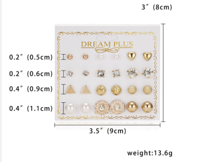 Trendy%20Fashionable%2012%20Pairs%20=%2024%20Pcs%20Mixed%20Design%20Stud%20Earrings%20for%20Girls%20Simple%20Stylish%20-%20Earring%20for%20Women%20New%20Collection%20-%20Image%2010