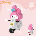 Anime Building Blocks Toys Melody Cycling Kuromi Building Blocks Ornaments For Home Decoration.