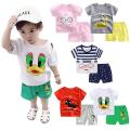(New) 2 pcs/set unisex baby short sleeved tops shorts children home wear.