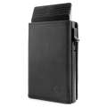 2024 Men's Automatic Pop up Aluminum Box Card Bag Advanced RFID Triple Fold Leather Wallet.