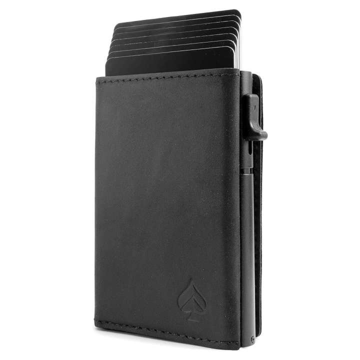 2024 Men's Automatic Pop up Aluminum Box Card Bag Advanced RFID Triple Fold Leather Wallet