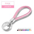 15 Colors PU Leather Braided Woven Rope Double Rings Fit DIY bag Pendant Key Chains Holder Car Keyrings Men Women Keychains K224.