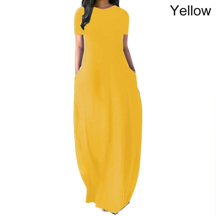 S-5XL%2011Colors%20Oversize%20O-Neck%20Pockets%20Long%20Dress%20Casual%20Solid%20Short%20Sleeve%20High%20Waist%20Women%20Summer%20Party%20Daily%20Travel%20Maxi%20Wear%20-%20Image%207
