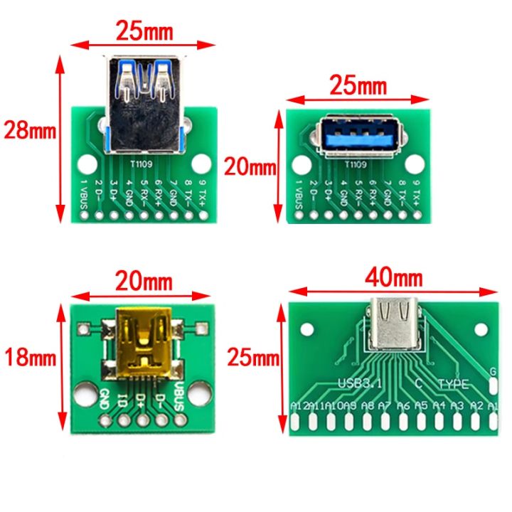 5PCS%20USB%20Male%20Connector%20/%20MINI%20MICRO%20USB%20to%20DIP%20Adapter%20female%20connector%202.54%20Connector%20B%20Type-C%20USB2.0%203.0%20Female%20PCB%20Converter%20-%20Image%203