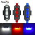 USB Rechargeable Rear Safety Bicycle Tail Light - White Red Blue - cycle accessories. 