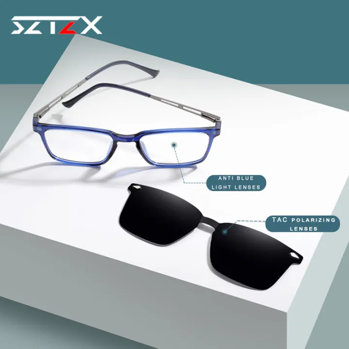 SZTZX%20Classic%20Magnet%20Clip%20on%20Reading%20Glasses%20Men%20Polarized%20Sunglasses%20With%20Anti-Blue%20Light%20Myopic%20Hyperopia%20Prescription%20Glasses%20-%20Image%202