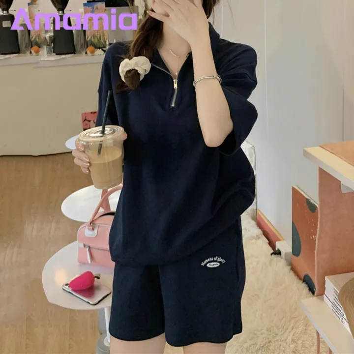 Women%20Summer%20Tracksuit%202-piece%20Women's%20Summer%20Tracksuit%20Set%20with%20Short%20Sleeve%20Top%20Elastic%20Waist%20Sweatpants%20Stylish%20Comfortable%20Outfit%20for%20Pure%20Color%20Sweatshirt%20Pants%20Set%20-%20Image%204