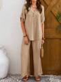 Comfortably Fit & Stylish: Women’s Short Sleeve Top and Long Pants for Daily Wear.