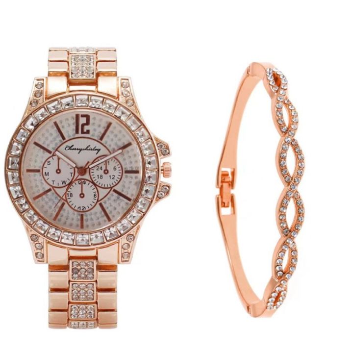 2023%20Foreign%20Trade%20Hot%20Selling%20Women's%20Business%20Gold%20Diamond%20Big%20Rhinestone%20Luxury%20Atmosphere%20Watch%20+%20Bracelet%20Gift%20Box%20Set%20-%20Image%204