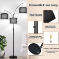 Floor Lamp -3 Curved Floor Lamps for Living Room, 1000LM Black Lampshade and Modern High Standing Lamp with Heavy Base. 