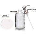 Glass Soap Dispenser with Rust Proof Stainless Steel Pump 400ml Refillable Hand Liquid Soap Dispenser for Bathroom Kitchen.