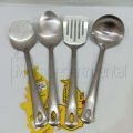 4 pcs stainless steel silver color Serving spoon set long rice spoon,Soup Spoon, Slotted Turner, slotted spoon 4 pcs cookware set.