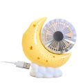 Moon Base Fan With Starry Atmosphere Light And Adjustable Angle Pen Holder Mini USB Fan.