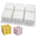 DIY Tool 6 Cavity Silicone Candle Mold 3D Cube Shape Large Bubble Ball 3D Bubble Cube Mold Reusable Non-Stick DIY Mousse Cake Mold Soap Making.