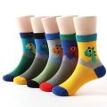 5 Pairs Of Casual Ultra Thin Cute Cartoon Dinosaur Socks For Boys And Girls Breathable Cotton For Spring And Summer. 